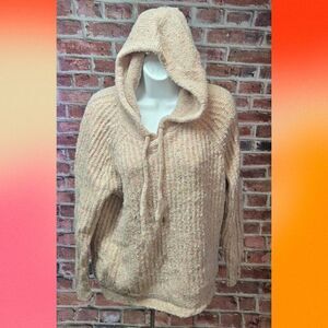Aerie Ribbed Hooded Sweater – Women’s Size XS Tan Lightweight Wool Blend